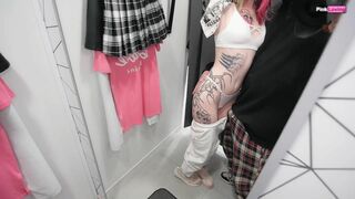 Fucked in the pimeroom of a sales consultant. Pussy rubbing - pinkloving
